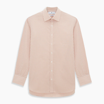 Orange Micro Shadow Check Mayfair Shirt Image 6
