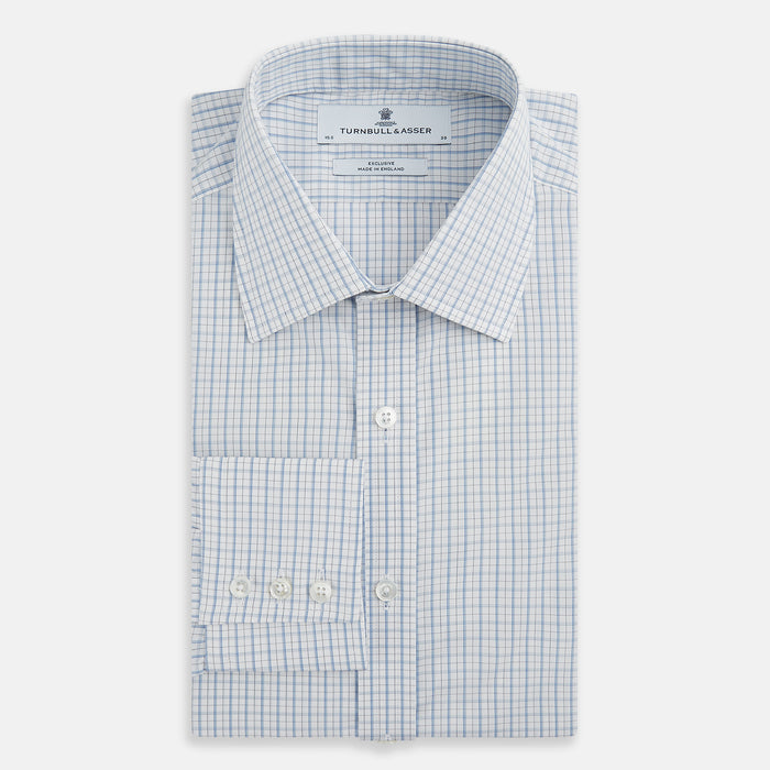 Sky Blue Combination Graph Check Mayfair Shirt Image 4