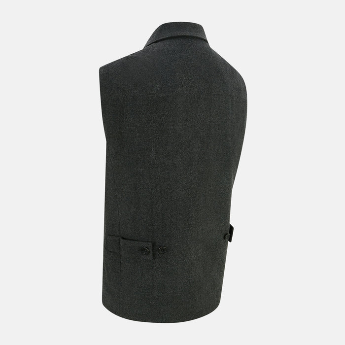 Graphite Melange Collared Single-breasted Waistcoat Image 3