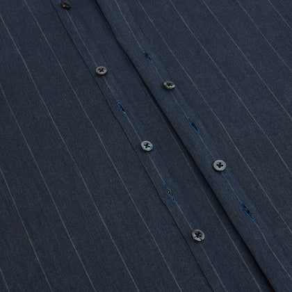 Navy Melange Wide Stripe Westminster Shirt Image 6