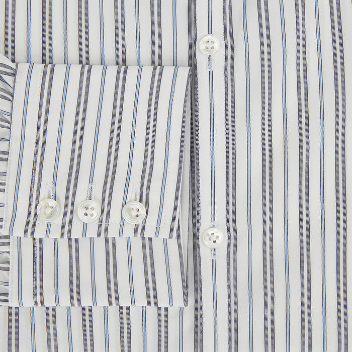 NAVY AND LIGHT BLUE MULTI TRACK STRIPE WESTMINSTER SHIRT Image 3