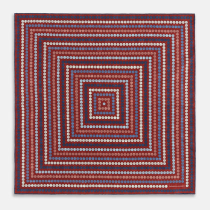 Red Dots and Floral Tile Double-Sided Silk Pocket Square Image 8