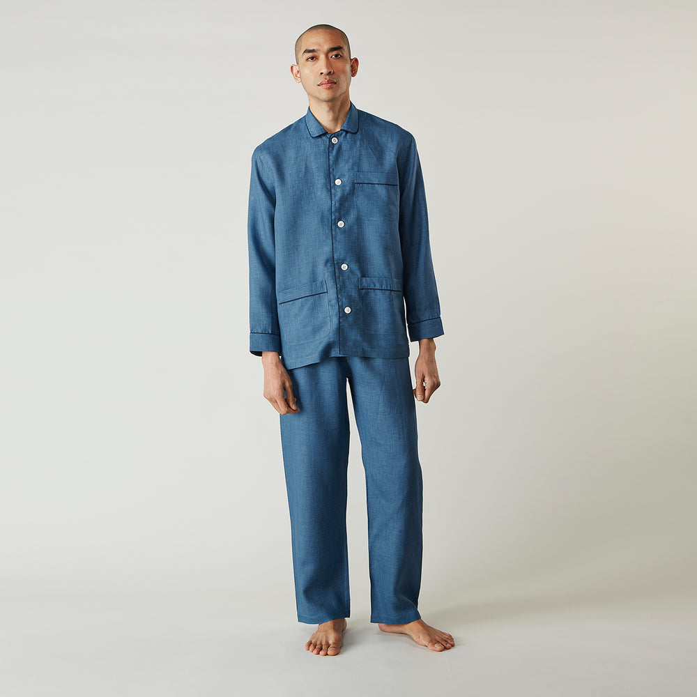 Teal Linen Modern Pyjama Set