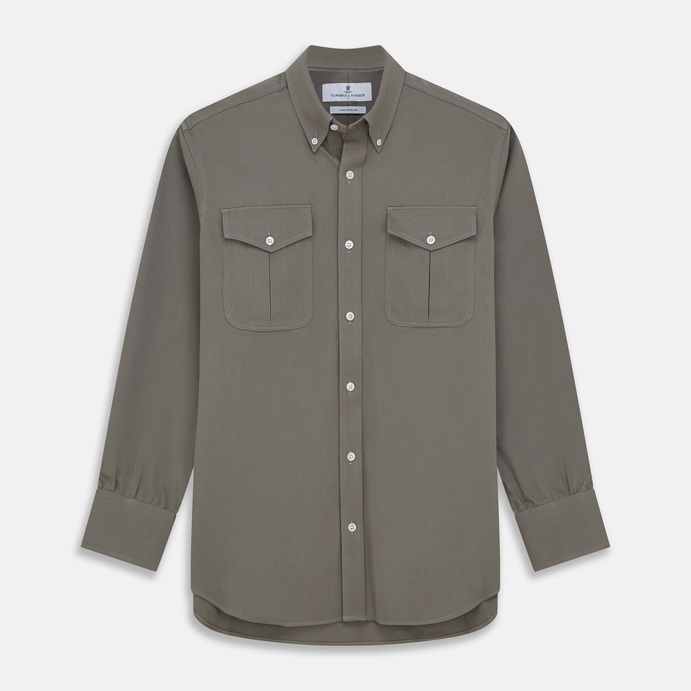 Dusty Sage Cotton Drill Weekend Fit Nevis Shirt