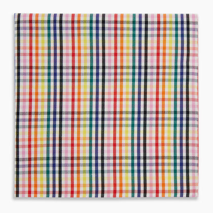 Hand Rolled Multi-coloured Grid Check Handkerchief Image 3