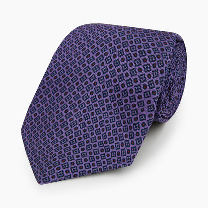 Purple Square and Circle Silk Tie Image 4