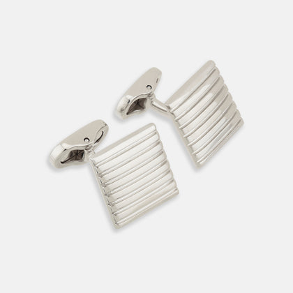 Silver Striped Square Cufflinks