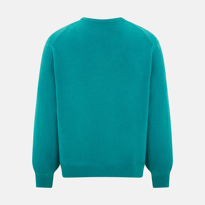 Turquoise Cashmere V-neck Jumper Image 2