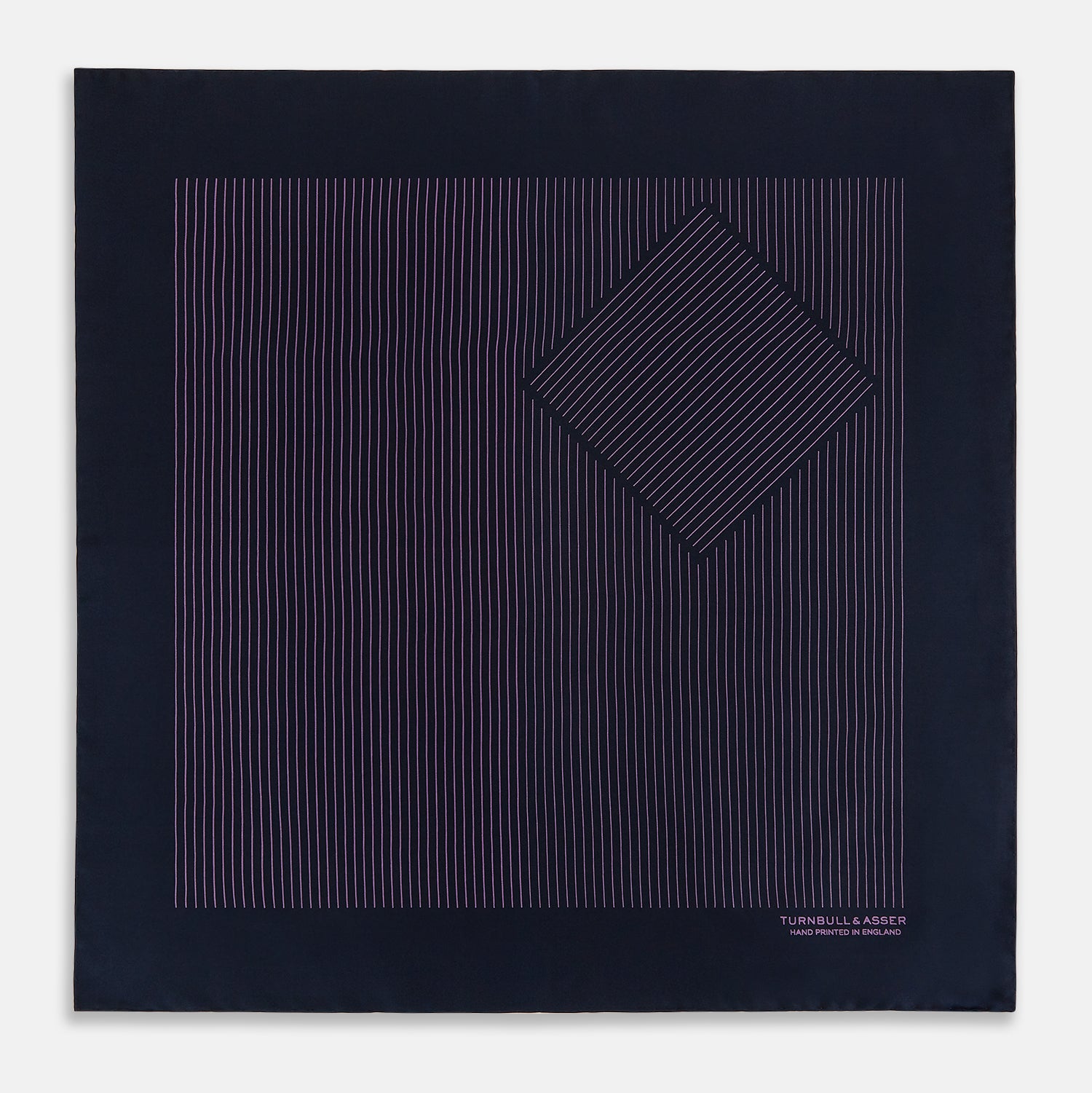 Navy and Purple Stripe Silk Pocket Square