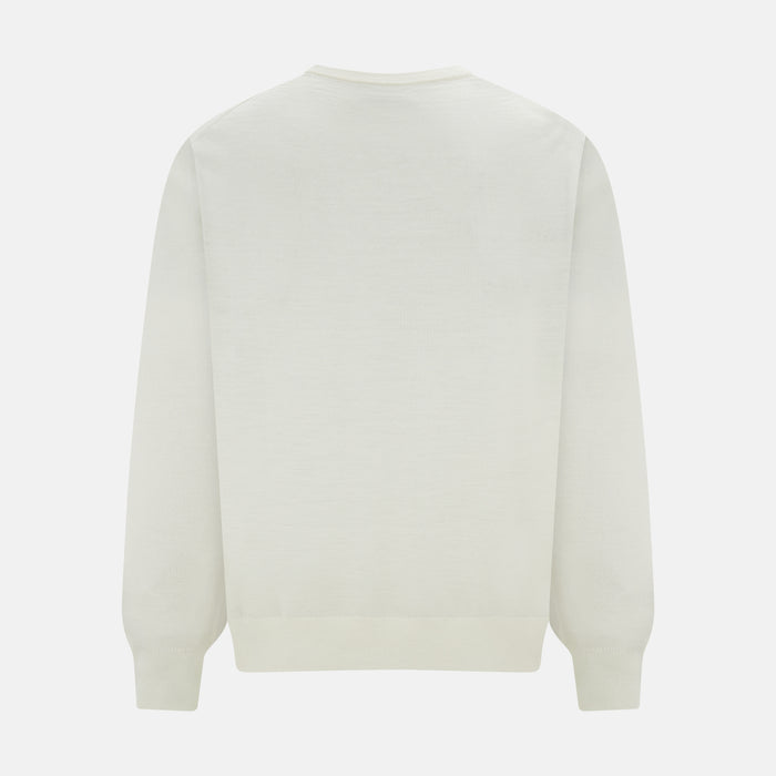 White Fine Merino V-Neck Jumper Image 7