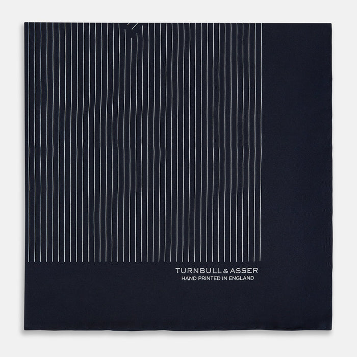 Navy and Grey Stripe Silk Pocket Square Image 2