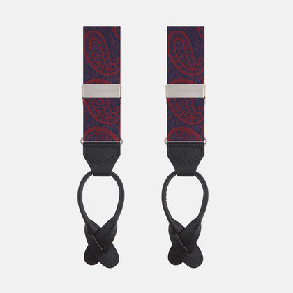Red Jacquard Silk Paisley Braces