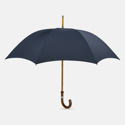 Navy Traveller Umbrella with Malacca Crook Handle