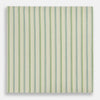 View 1 of product The Turnbull & Asser Hand Rolled Green Double Stripe Handkerchief features a white cotton base with green and blue stripes, neatly folded for use as a refined pocket square—an essential accessory for any gentleman.