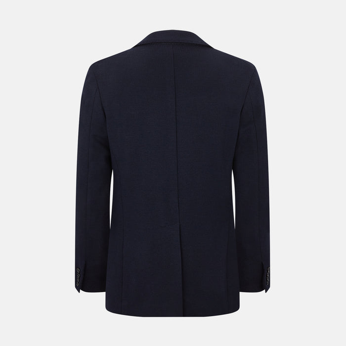 Navy Knitted Oxford Blazer Image 2