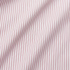 View 5 of product The Turnbull & Asser Burgundy Stripe West Indian Sea Island Cotton Regular Fit Mayfair Shirt features thin vertical red and white stripes, a classic collar, and long sleeves, shown on a plain white background.