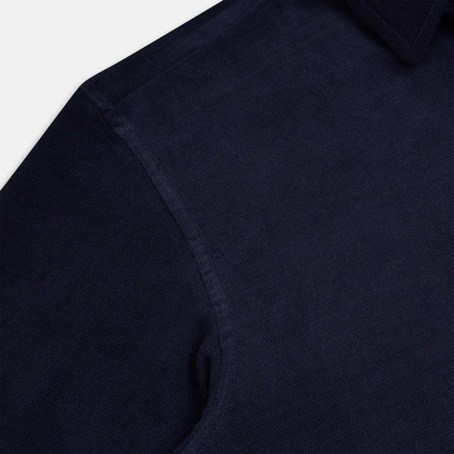 View 6 of product A navy corduroy Windsor shirt by Turnbull & Asser, featuring British craftsmanship and a classic collar, displayed on a plain white background.