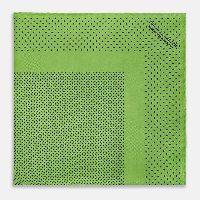 Kelly Green Dot Silk Pocket Square Image 2