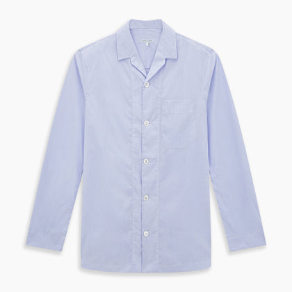 Pale Blue Hairline Stripe Pyjama Shirt Image 6