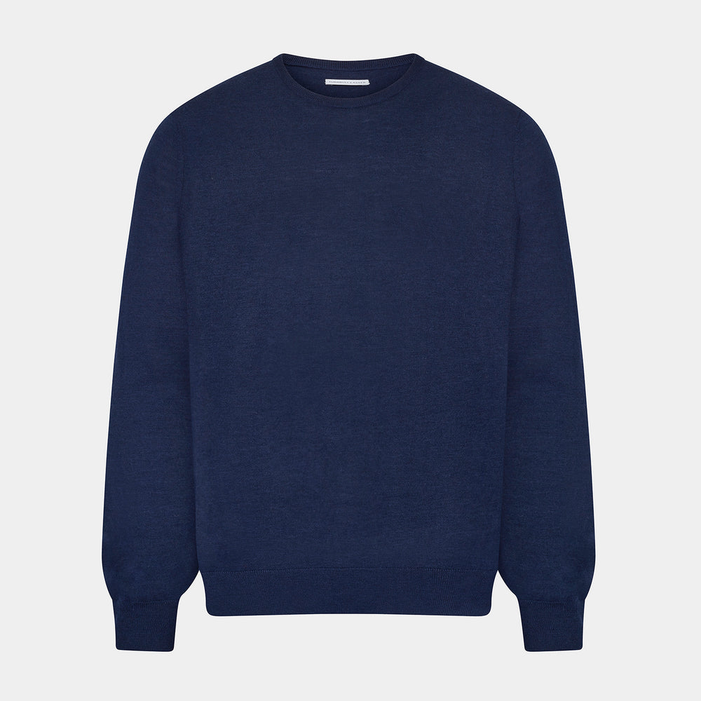 Navy Merino Round Neck Jumper