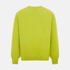 View 8 of product The Turnbull & Asser Lemon Green Cashmere Round Neck Jumper features long sleeves with ribbed cuffs and hem, displayed on a white background.