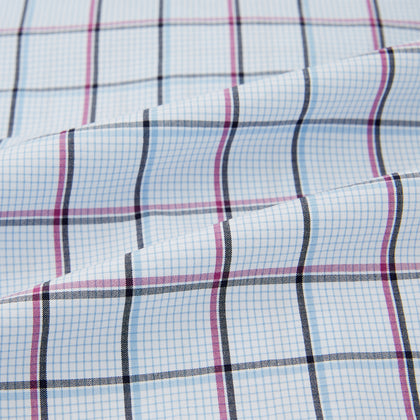 Burgundy and Blue Check Pyjama Shirt Image 5