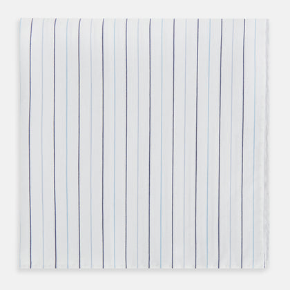 Navy and Blue Wide Pinstripe Hand-Rolled Handkerchief