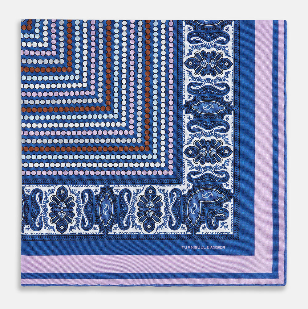 Azzurro Dots and Paisley Silk Pocket Square