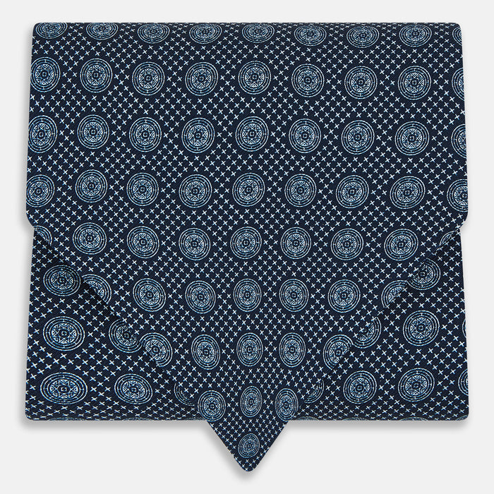 Navy Medallion Silk Cravat