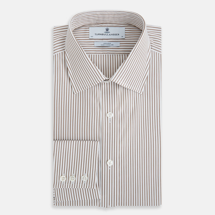 Coffee Shadow Stripe Mayfair Shirt Image 4