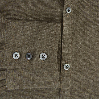 Olive Linen Windsor Shirt Image 3