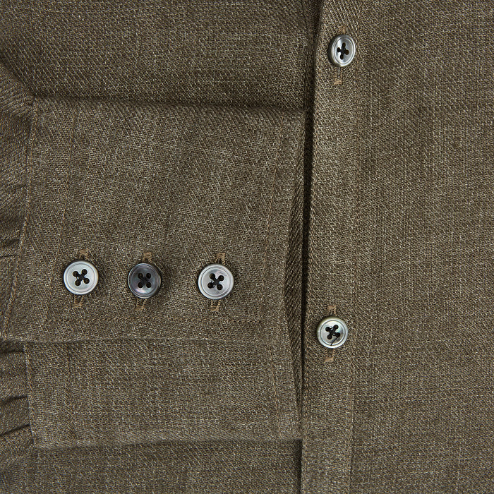 Olive Linen Windsor Shirt Image 3