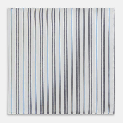 Navy and Light Blue Track Stripe Hand-Rolled Handkerchief