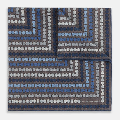 Ash Dots and Floral Tile Double-Sided Silk Pocket Square Image 6