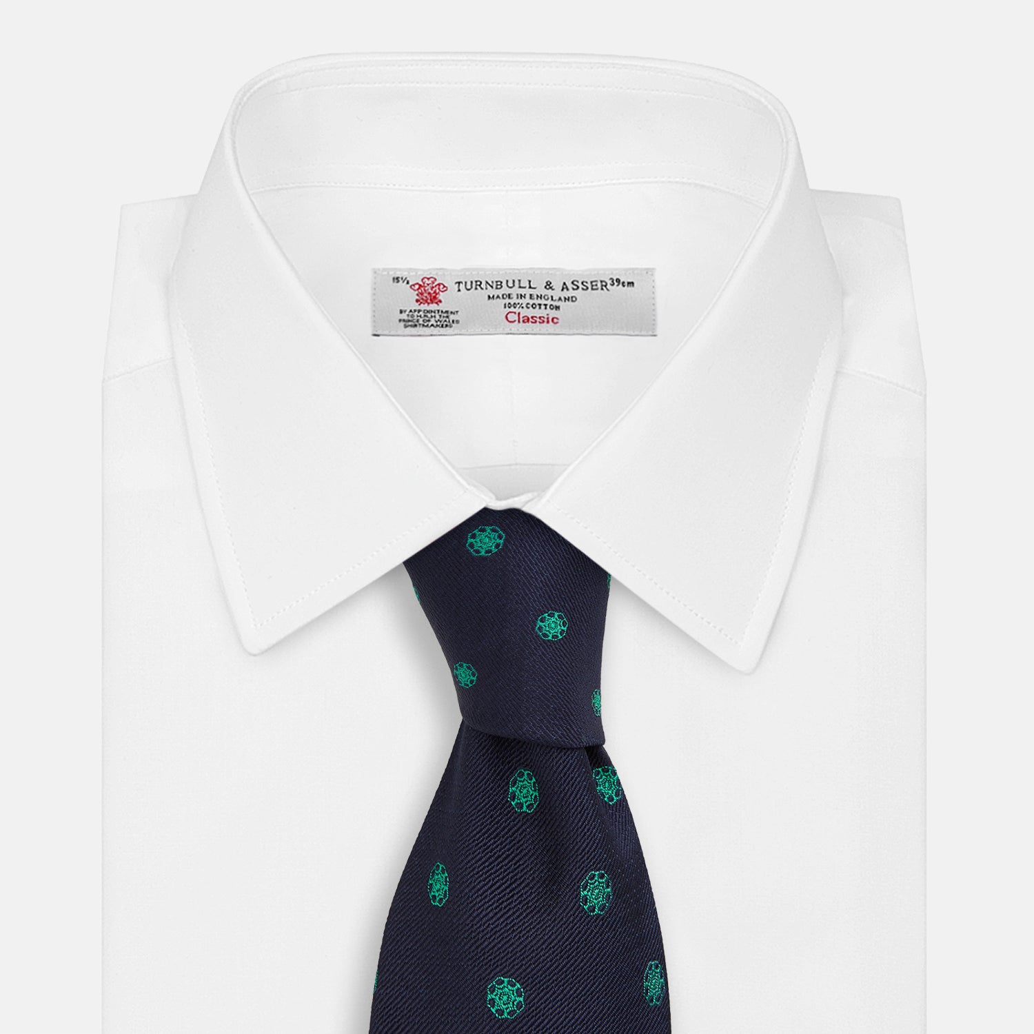 View 2 of product The Green flower and navy silk tie by Turnbull & Asser is perfect for adding a touch of color to any classic wardrobe.