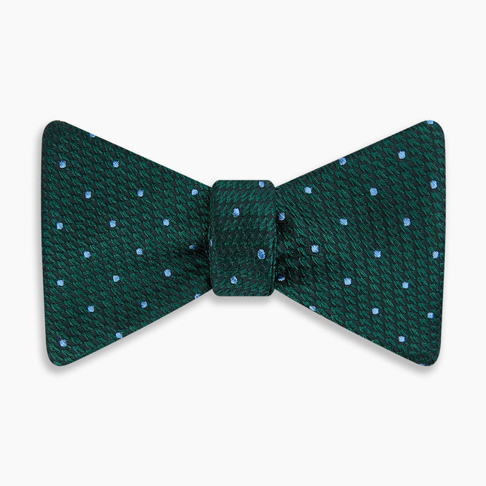 Forest Green and Sky Blue Spot Houndstooth Silk Bow Tie Image 3