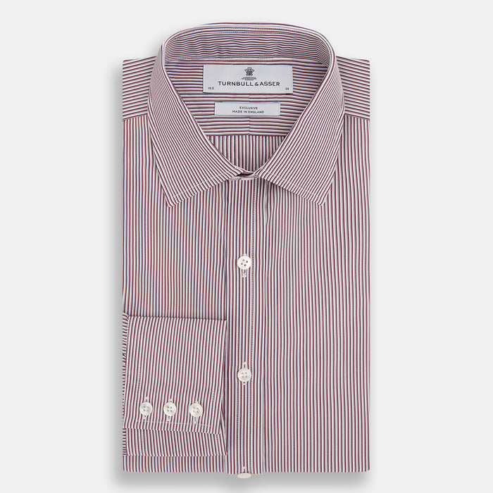 Burgundy Shadow Stripe Mayfair Shirt Image 4