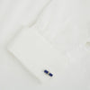 View 3 of product Turnbull & Asser’s Lapis Lazuli Handlebar Cufflinks feature sterling silver with cylindrical lapis lazuli bars, shown on a white background.