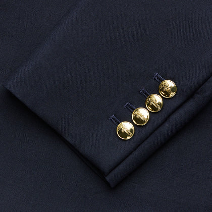 Navy Plain Wool Single Breasted Blazer Image 3
