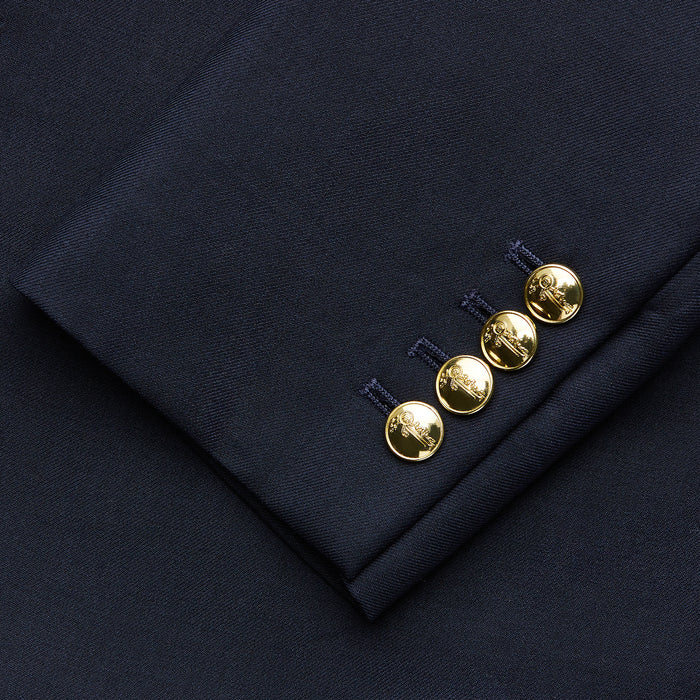 Navy Plain Wool Single Breasted Blazer Image 3