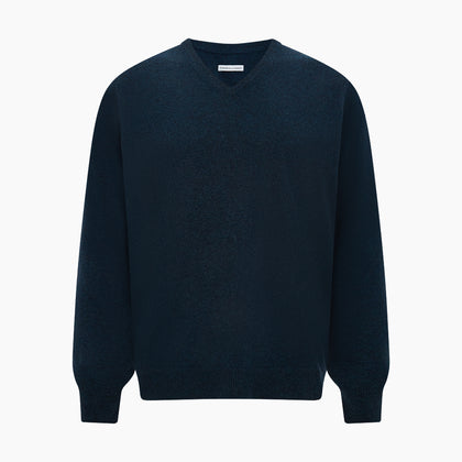 Dark Green Melange Cashmere V-neck Jumper Image 4