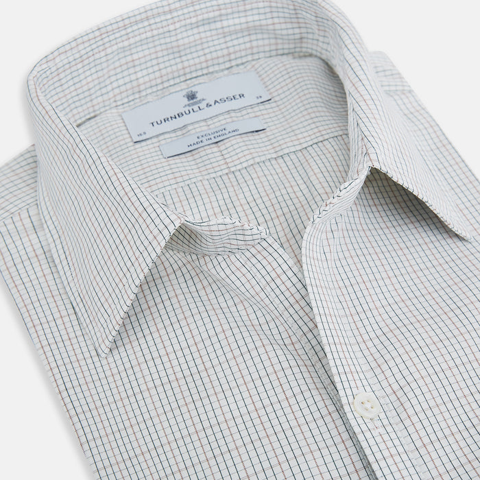 Forest Melange and Red Micro Check Windsor Shirt Image 1
