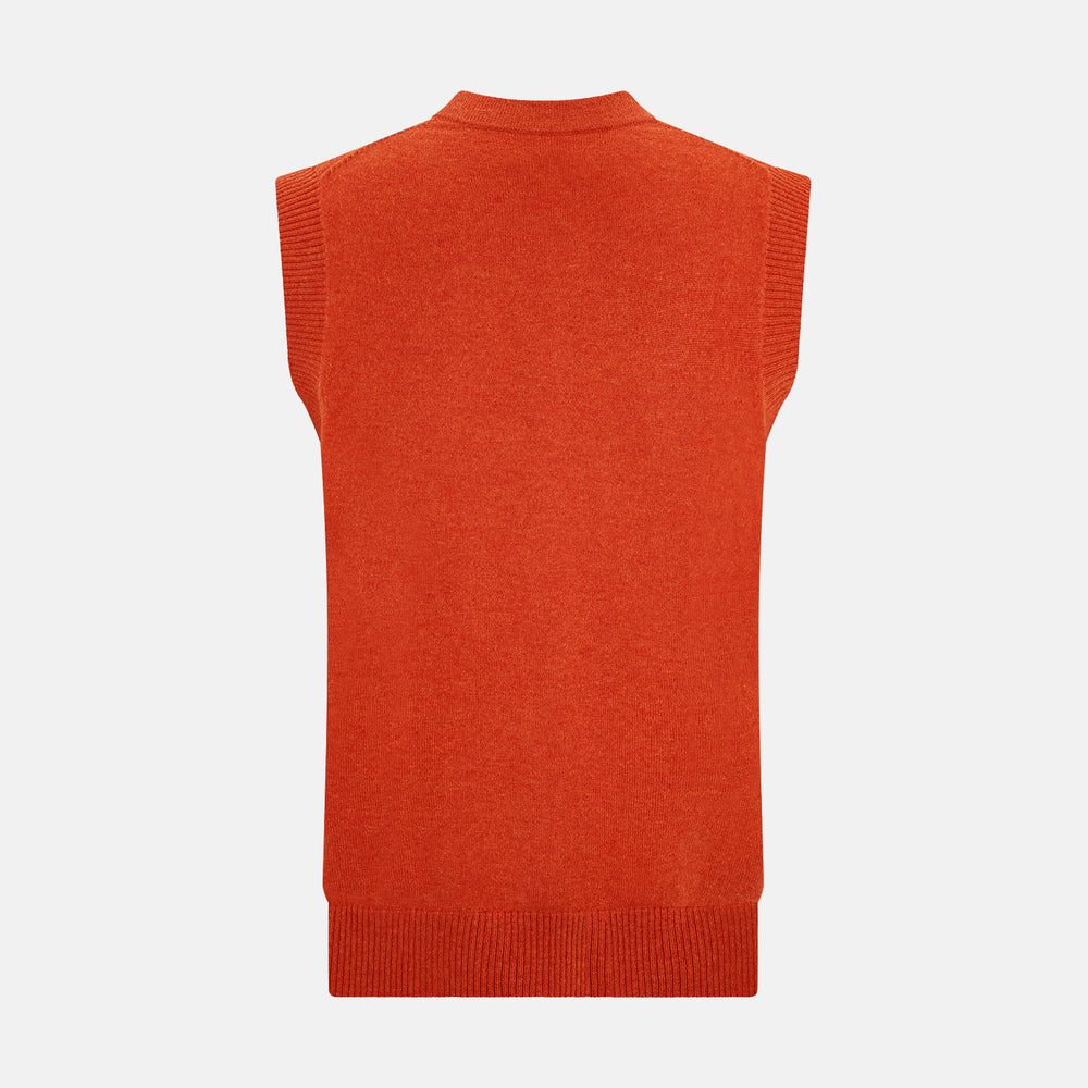Red Orange Cashmere Sleeveless Cardigan – Turnbull Asser