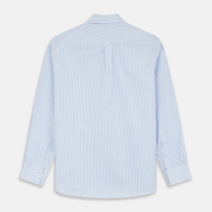 Pale Blue Stripe Weekend Fit Hayne Shirt With Dorset Collar And 1-Button Cuffs Image 2