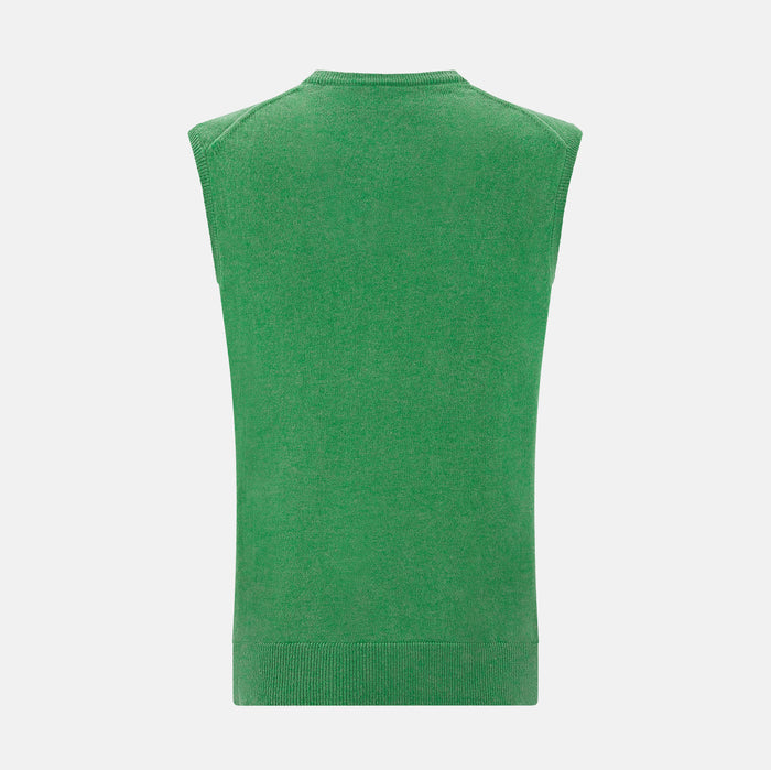Fern Green Cashmere V-Neck Vest Image 2