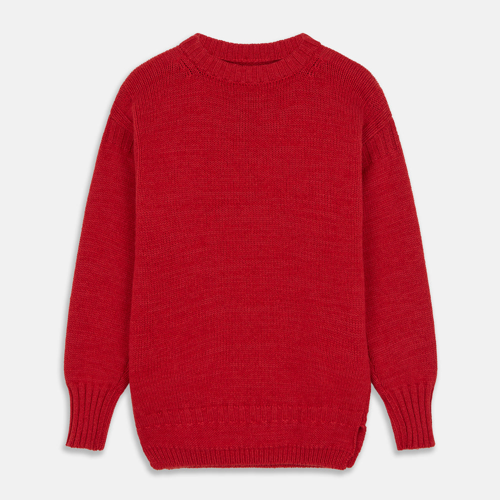 Red Lewis Guernsey Knitted Jumper