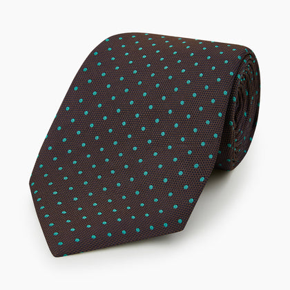 Turquoise and Forest Green Micro Dot Silk Tie Image 4