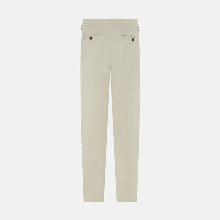 Taupe Cotton Blend Henry Trousers Image 2
