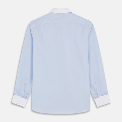 Micro Blue Check with White Collar and Cuff Shirt Image 4
