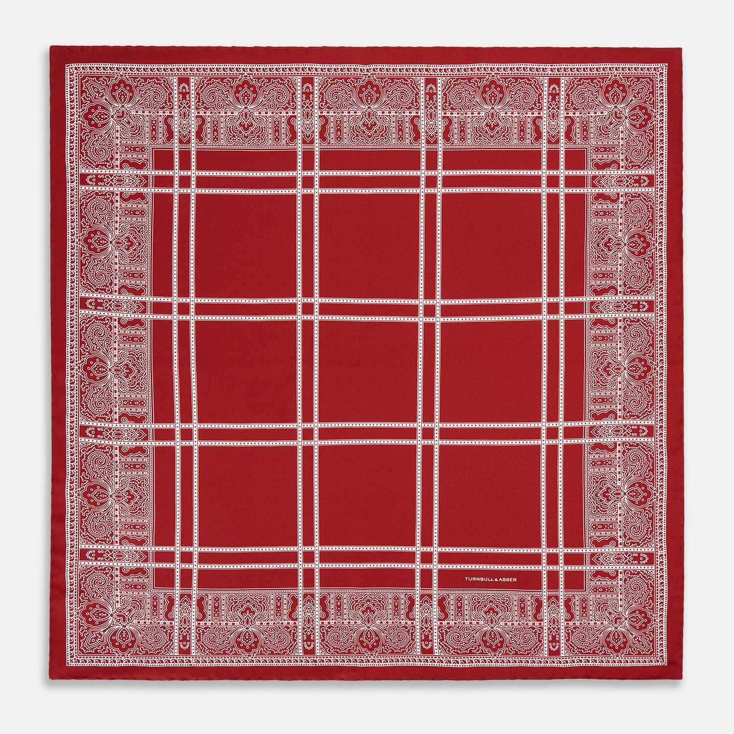 Image 9 of product Red Paisley Bandana Patterned Silk Pocket Square